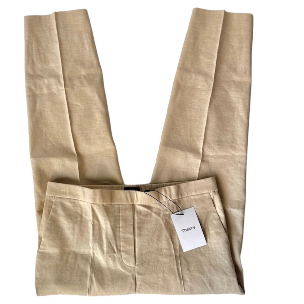NWT Theory Treeca Linen Blend Pull On Capri Pant - Picture 3 of 6